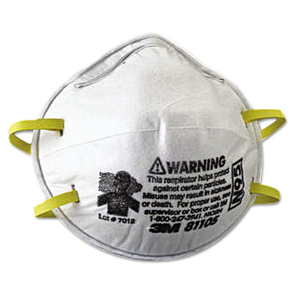 3M N95 Particulate Respirator, Half Facepiece, Small, Fixed Strap, PK20 7000052065